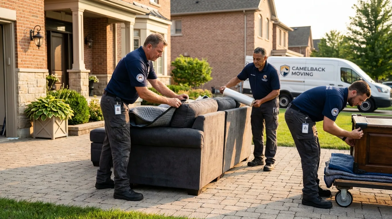Large estate moving crew wrapping furniture in Ridgecrest, CA