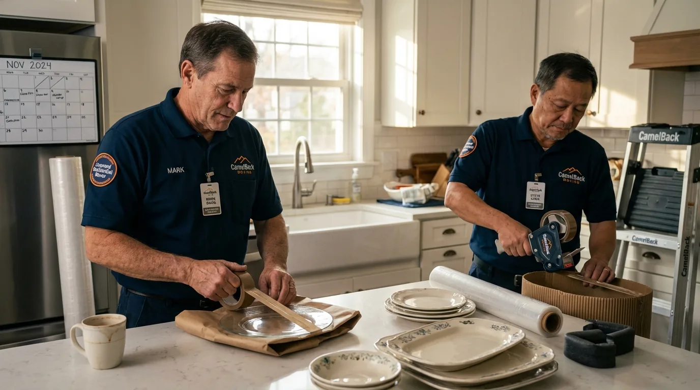 Professional crew packing kitchen dishware in Ridgecrest, CA