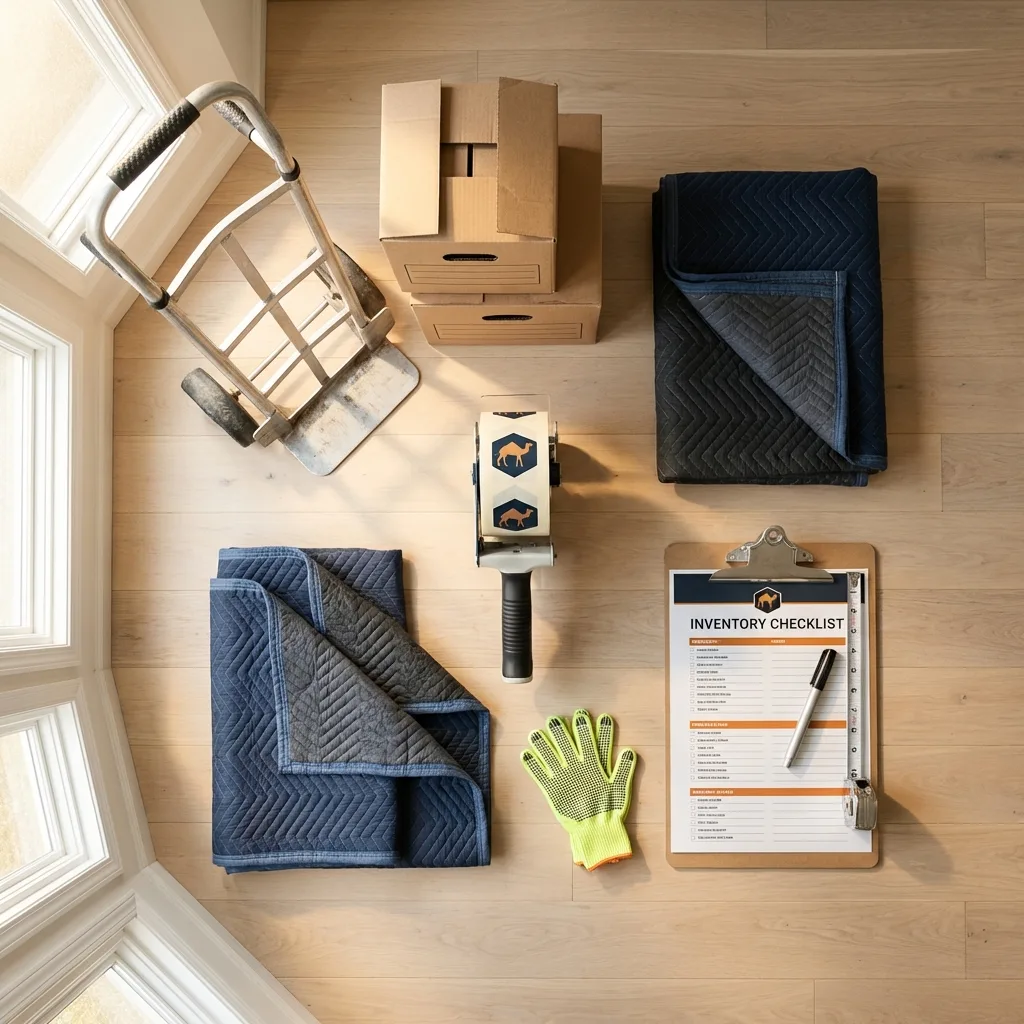 Professional moving supplies and packing materials layout for Ridgecrest residential relocations